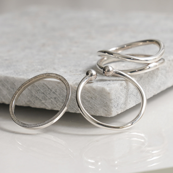 【Outfit SET】3 Simple Silver RINGs / SV925 ≪送料無料≫ 3枚目の画像