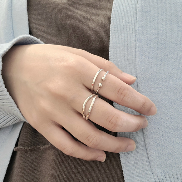 【Outfit SET】3 Simple Silver RINGs / SV925 ≪送料無料≫ 4枚目の画像