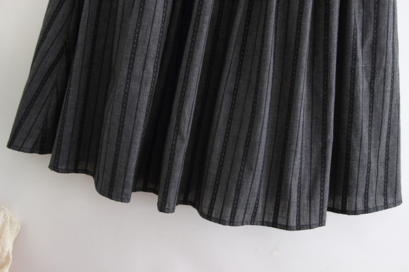 大人可愛い ブラック  裏地付き  ギャザースカート ロングスカート 4枚目の画像