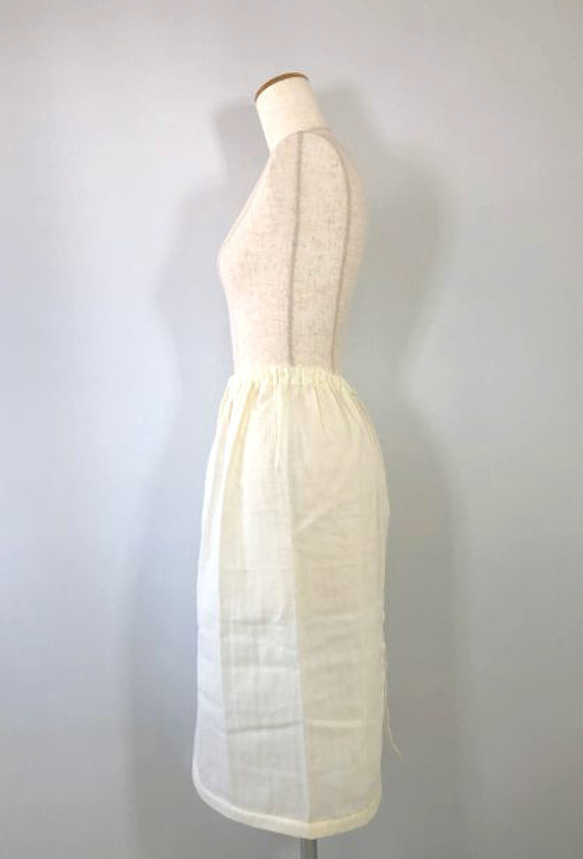 ペチコート　ダブルガーゼ　ゴムウエスト　57cm丈　クリーム色　インナースカート　アンダースカート 5枚目の画像