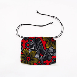 アフリカ布の巾着ショルダー（アフリカンプリント）斜めがけ たすき掛け インナーバッグ 4枚目の画像