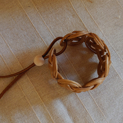ラタン(藤)の淡路結びのバングル 珈琲