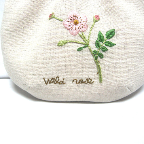 植物柄 手作りバネ付きポーチ 約13cm x 9cm 花柄 - ポーチ・巾着袋の