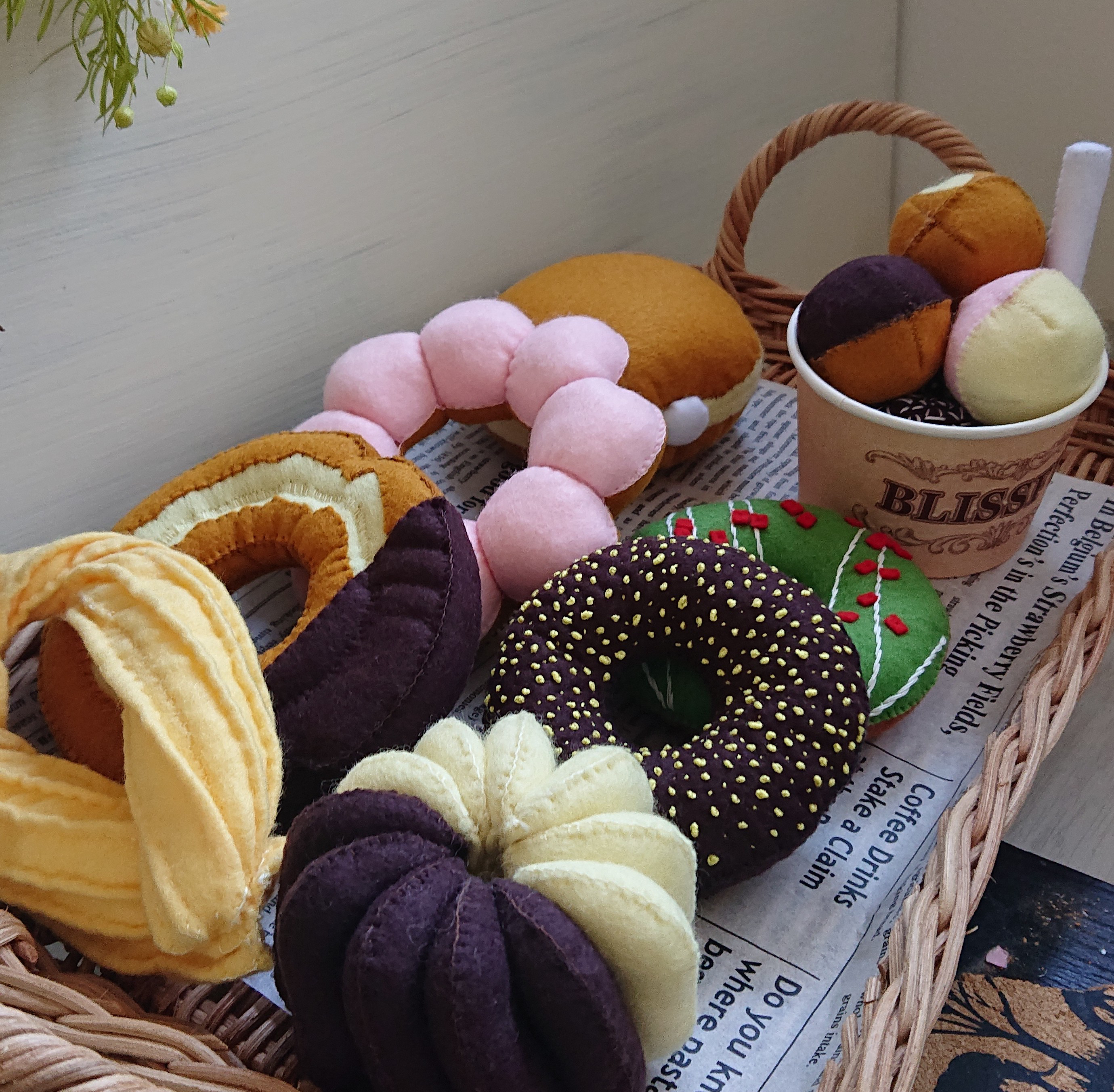 【受注製作】フェルト ままごと えらべるドーナツセット