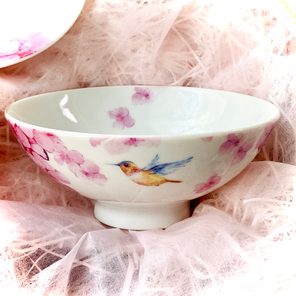 桜蜜と小鳥のお茶碗セット/飯茶碗・湯のみ・豆皿・(箸置き) 3枚目の画像
