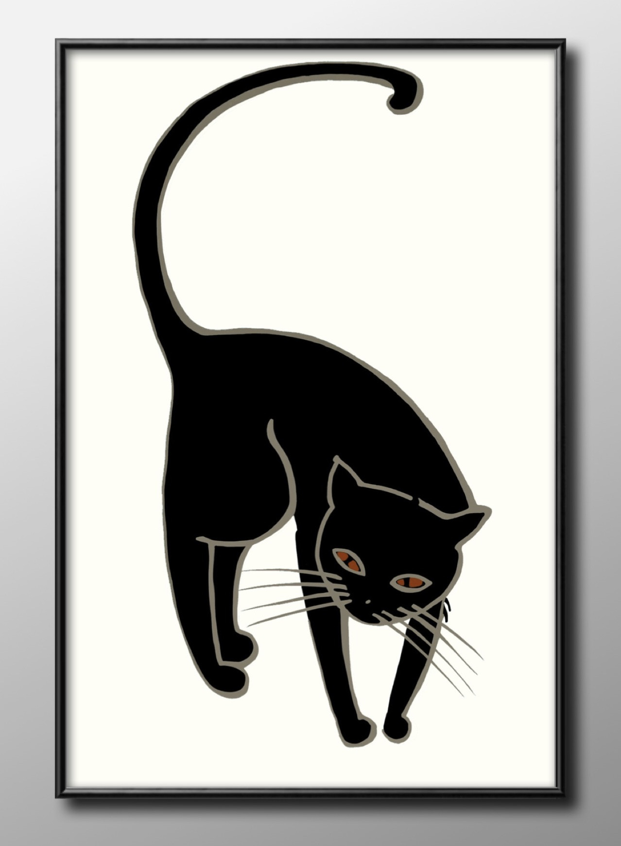 黒猫（美人画・A2サイズ）