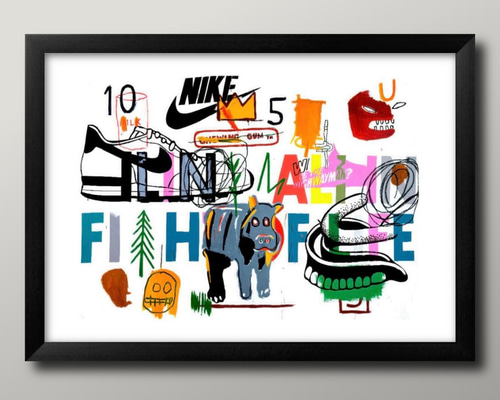12764□ポスター 絵画 A3サイズ『バスキア ナイキ スニーカー』 アート