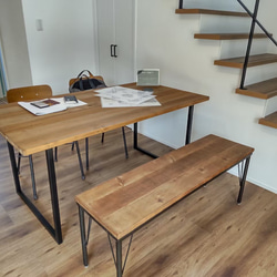 組立式☆ダイニングテーブル(単品)☆W150cm☆アイアン脚☆ダークウォルナット☆ワトコオイル☆ネジ・スパナ付☆ 6枚目の画像