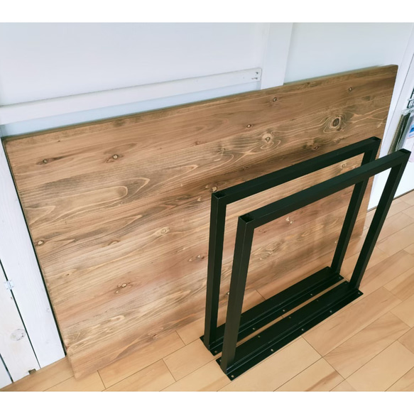 組立式☆ダイニングテーブル(単品)☆W150cm☆アイアン脚☆ダークウォルナット☆ワトコオイル☆ネジ・スパナ付☆ 7枚目の画像