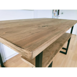 組立式☆ダイニングテーブル(単品)☆W150cm☆アイアン脚☆ダークウォルナット☆ワトコオイル☆ネジ・スパナ付☆ 5枚目の画像