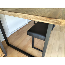 組立式☆ダイニングテーブル＆イスセット☆レザークッション☆アイアン脚☆ダークウォルナット☆ネジ・スパナ付☆ 4枚目の画像