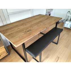 組立式☆ダイニングテーブル＆イスセット☆レザークッション☆アイアン脚☆ダークウォルナット☆ネジ・スパナ付☆ 2枚目の画像