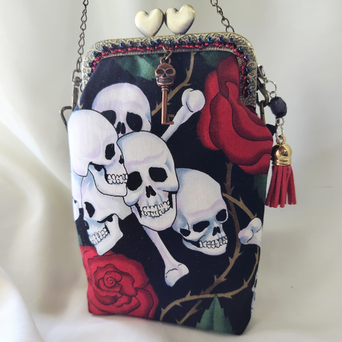 アレキサンダーヘンリー　がま口お化粧ポーチ 受注生産品】TAWARA型がま口コスメポーチ（大）【リネン】 [M便 1/2