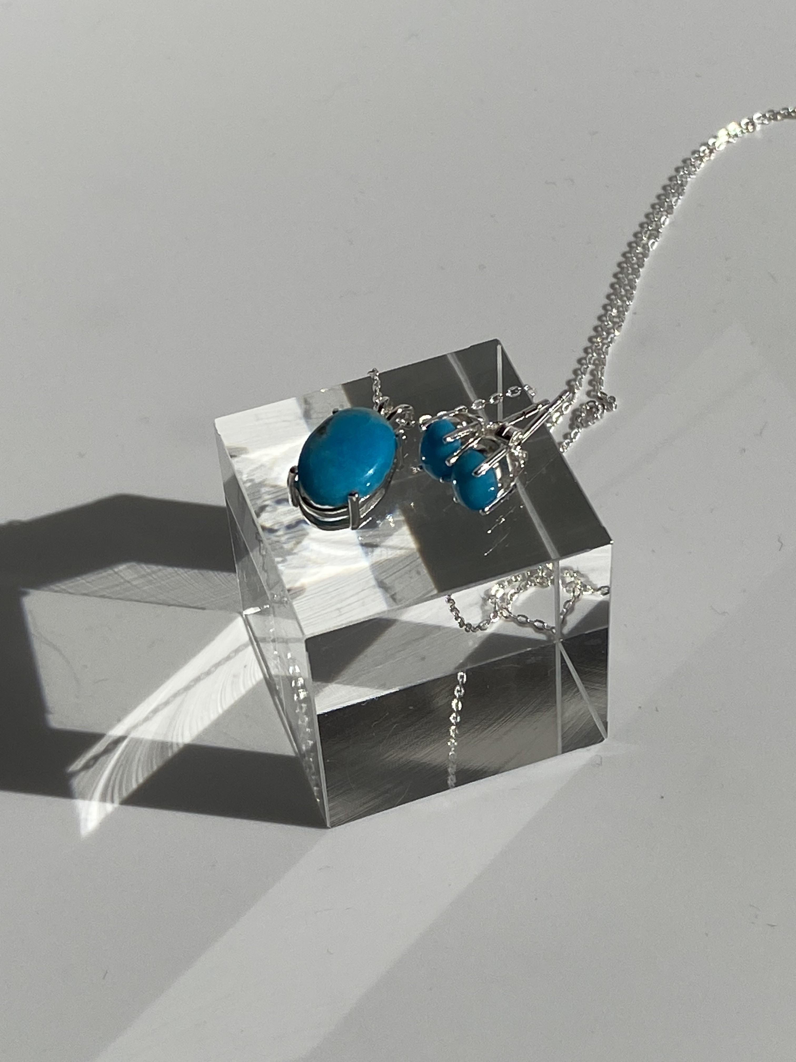 スリーピングビューティーターコイズ☆ネックレス＆ピアスセット