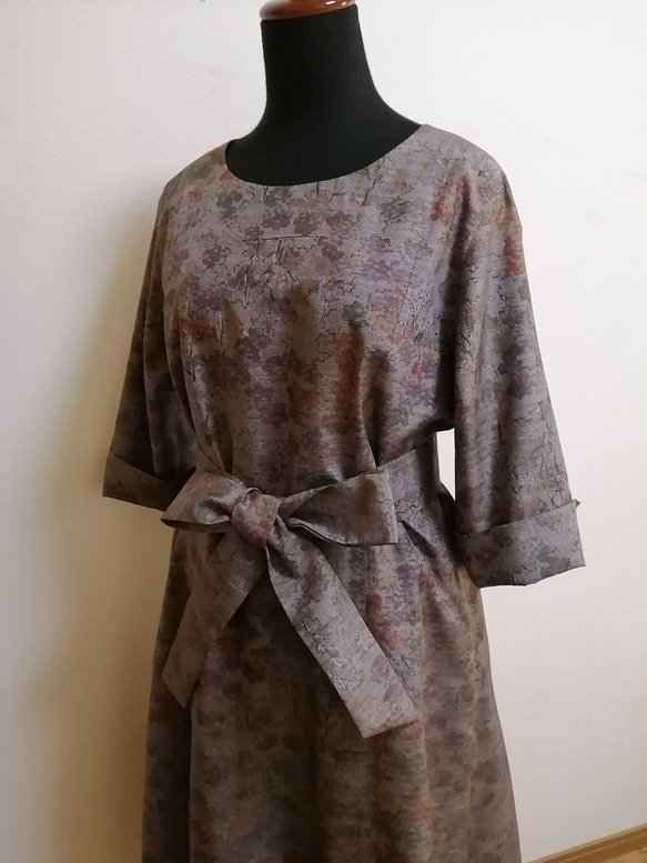 SOLD　着物リメイク　ワンピース　紬 