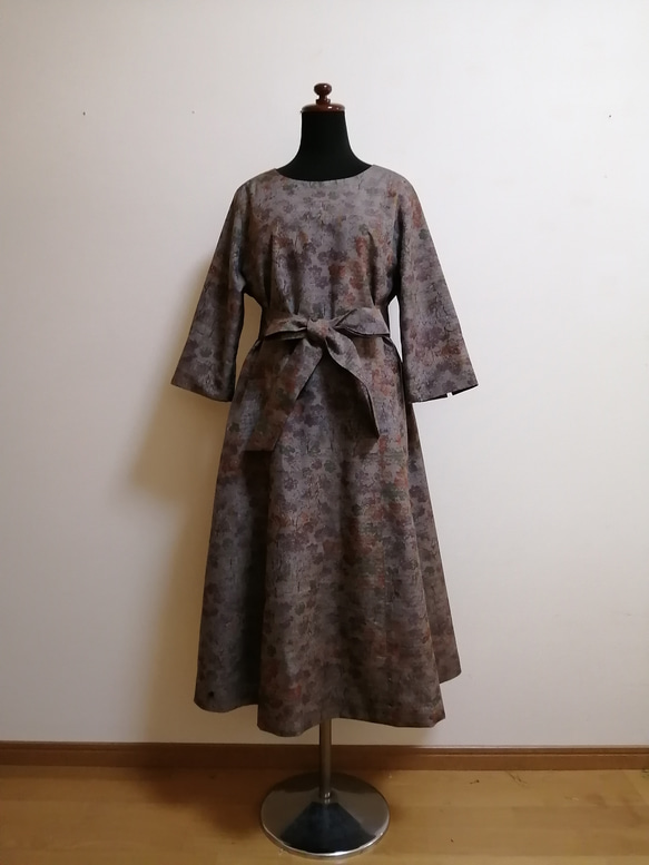 SOLD　着物リメイク　ワンピース　紬 