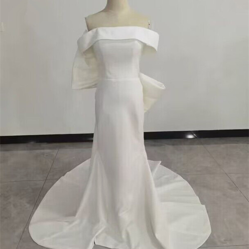 雅やか ウエディングドレス 高級イタリアサテン マーメイドライン  