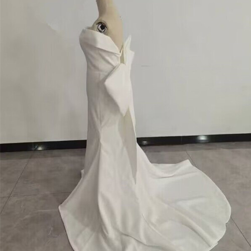雅やか ウエディングドレス 高級イタリアサテン マーメイドライン  