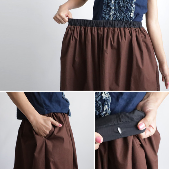 ラスト１　初夏ＳＡＬＥ　８９cm　２色　二重　２段重ね　ロング　ギャザー　スカート　上質コットンA32 4枚目の画像