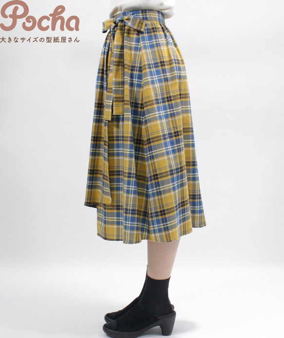 【撮影サンプル品】ラップスカート/タータンチェック【M】洋服 3枚目の画像