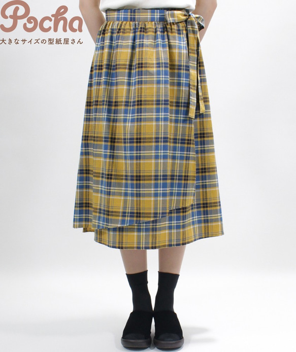 【撮影サンプル品】ラップスカート/タータンチェック【M】洋服 2枚目の画像