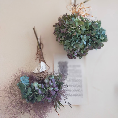 2.秋色紫陽花スワッグ