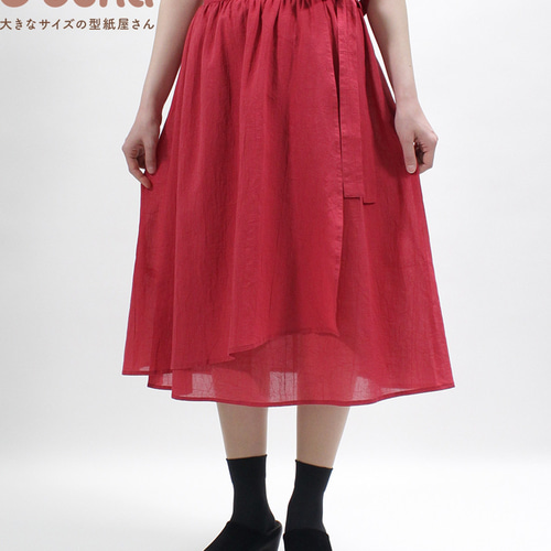 撮影サンプル品】ラップスカート/チェリーレッド【M】洋服 フレア 