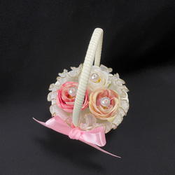 【婚約指輪もおける】ミニ花かごのリングピロー〈ピンク ver〉 2枚目の画像