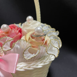 【婚約指輪もおける】ミニ花かごのリングピロー〈ピンク ver〉 3枚目の画像