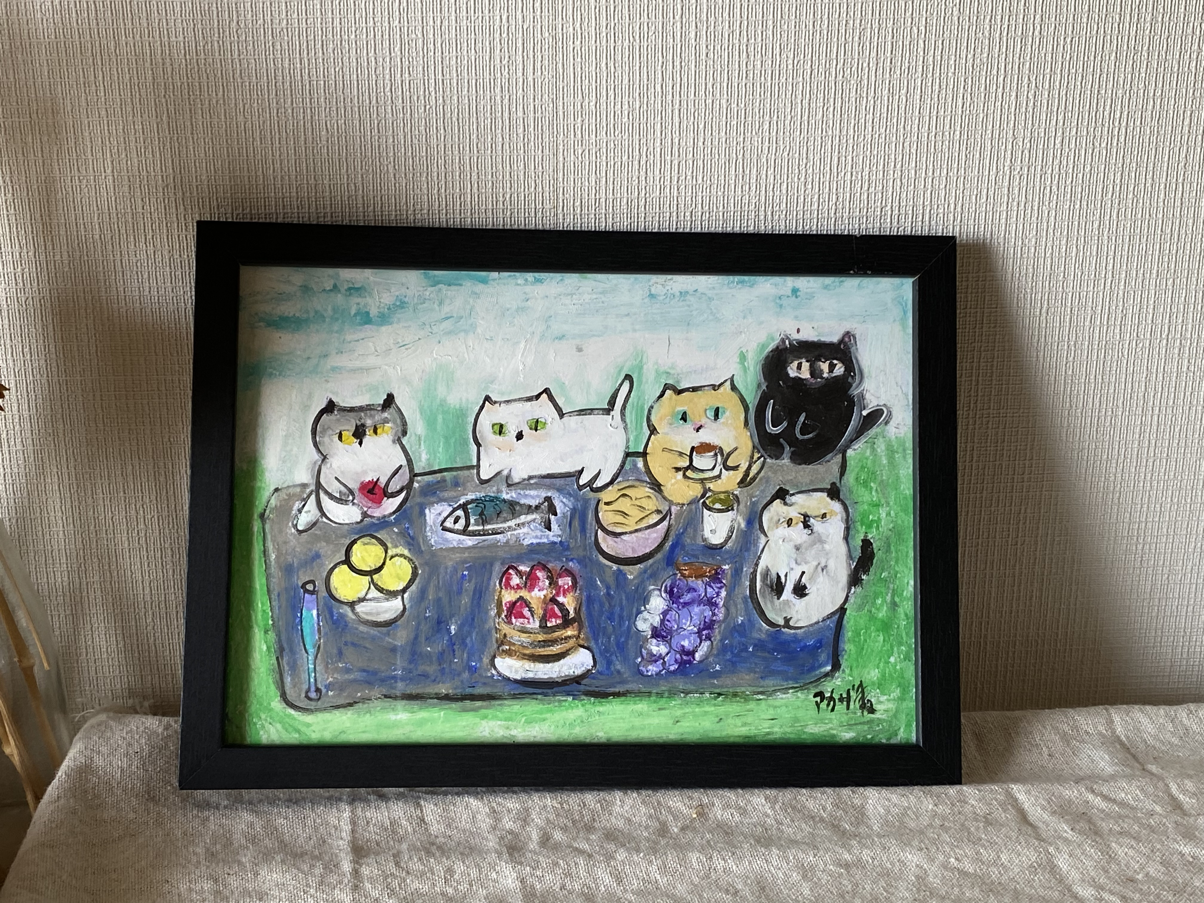 絵画「藤の花が咲いた」アクリル絵/新品額縁
