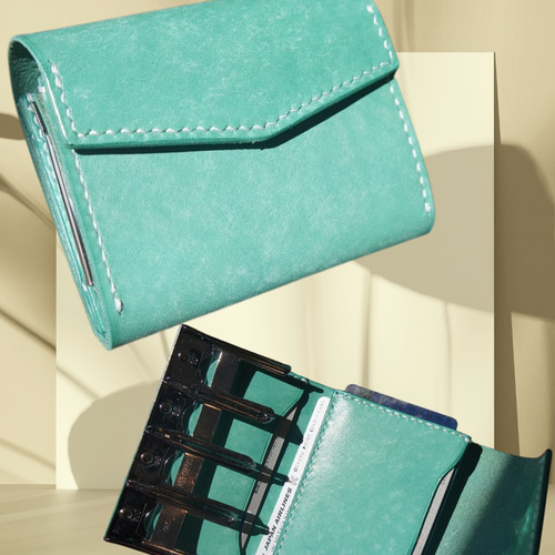送料無料】マヤベリーのマネークリップウォレット【ターコイズ】