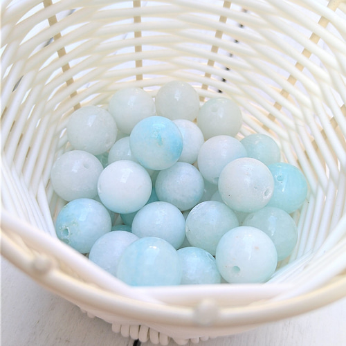 12mm 2個 アラゴナイト（ブルー） 天然石 丸玉 ラウンド 天然石