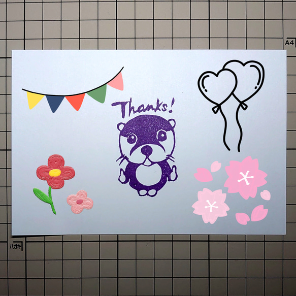 消しゴムはんこ「カワウソ・Thanks」 1枚目の画像