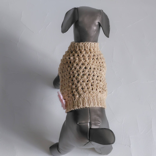 犬服＊手編みメッシュサマーセーター ベージュ ペット服