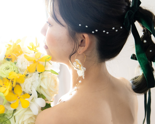 ✧大ぶり⌇﻿花嫁の透明感〚2way〛ウェディングピアス/イヤリング