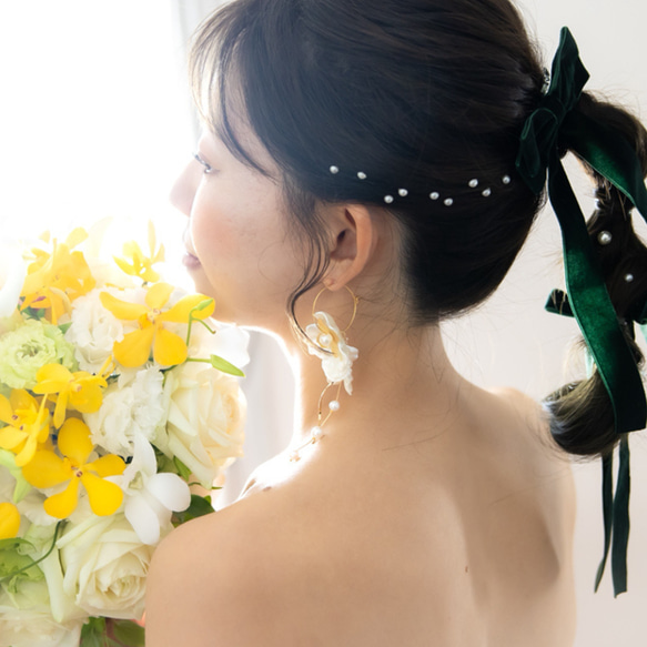 ✧大ぶり⌇﻿花嫁の透明感〚2way〛ウェディングピアス/イヤリング