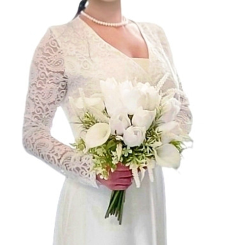 再販 イエロー ホワイト ピーチ チューリップ ウェディングブーケ 造花