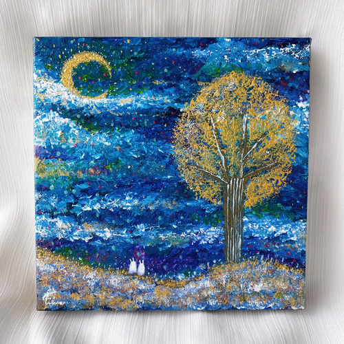 絵画　ハンドメイド　アート　インテリア 幸せの木