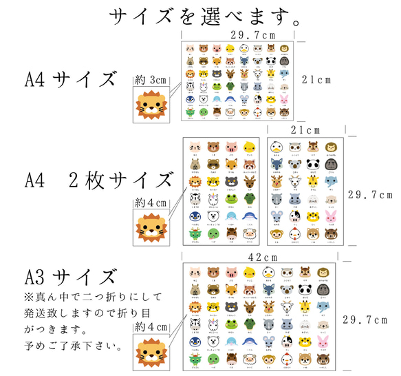 動物の顔知育ポスター(アニマルポスター) 2枚目の画像