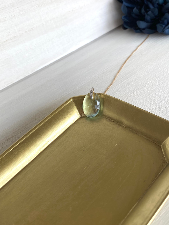 お得‼　10ｋ　アクアマリンとダイヤモンドのネックレス 2枚目の画像