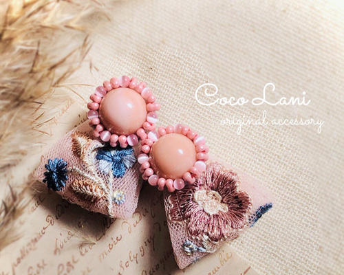 Amazon.co.jp: No.860 インド刺繍リボン2wayピアスまたは
