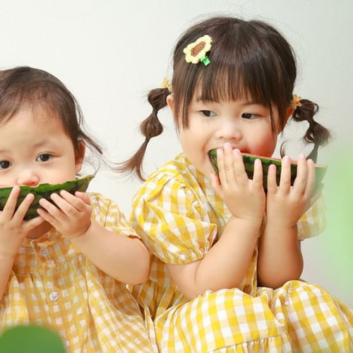 ひまわりのベビーヘアクリップ 2つセット 手編み 雑貨・その他 rumo