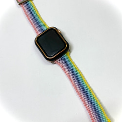18.虹色 幅太☆気持ちもHappy☆ Rainbow Applewatchband macrame ﾏｸﾗﾒ 2枚目の画像