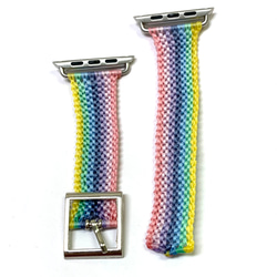 18.虹色 幅太☆気持ちもHappy☆ Rainbow Applewatchband macrame ﾏｸﾗﾒ 3枚目の画像