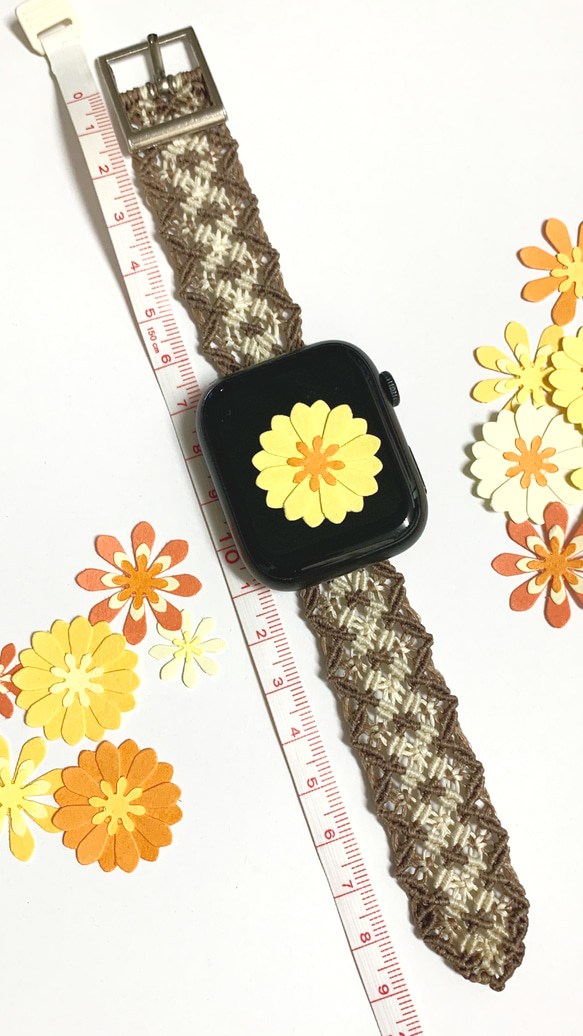 18.虹色 幅太☆気持ちもHappy☆ Rainbow Applewatchband macrame ﾏｸﾗﾒ 8枚目の画像