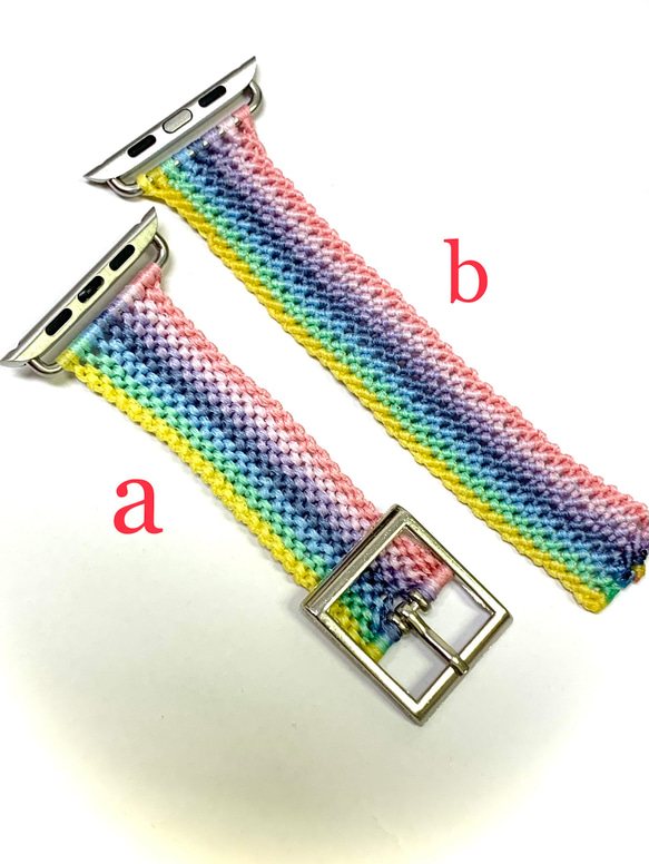 18.虹色 幅太☆気持ちもHappy☆ Rainbow Applewatchband macrame ﾏｸﾗﾒ 4枚目の画像