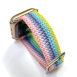 18.虹色 幅太☆気持ちもHappy☆ Rainbow Applewatchband macrame ﾏｸﾗﾒ 1枚目の画像