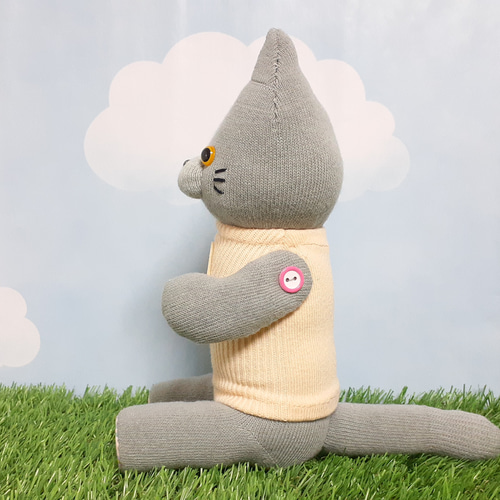 sale】グレーの猫ちゃん□靴下ぬいぐるみ/ソックドール【creema限定