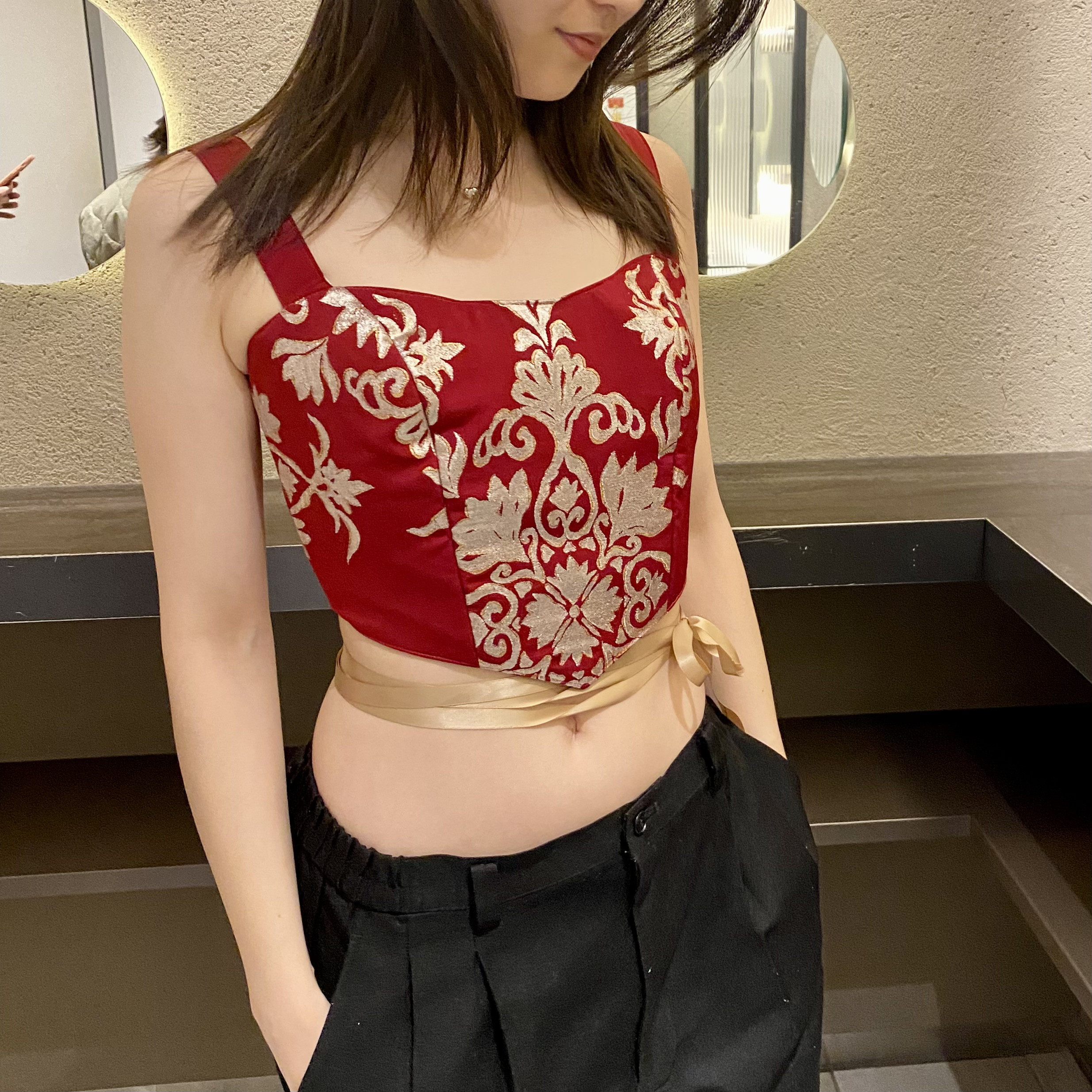 リバーシブル帯ビスチェ　花柄