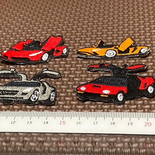 スーパーカーガルウィング刺繍ワッペンセット【アイロン接着タイプ